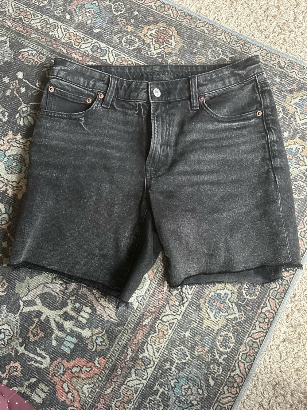 AE black jean shorts
